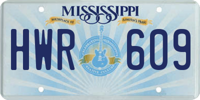 MS license plate HWR609