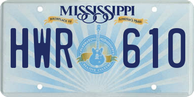 MS license plate HWR610
