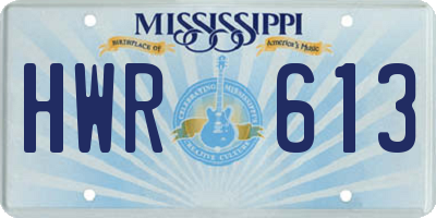MS license plate HWR613