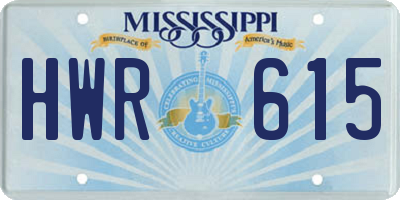 MS license plate HWR615