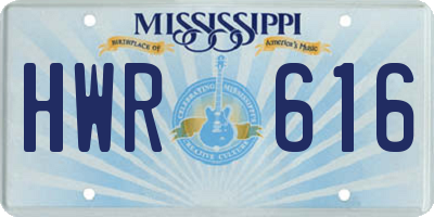 MS license plate HWR616