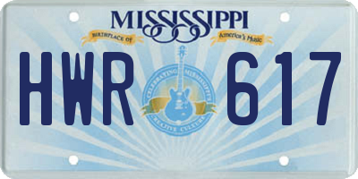 MS license plate HWR617