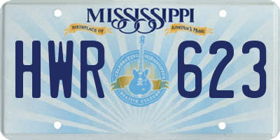 MS license plate HWR623