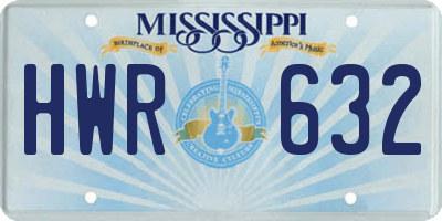 MS license plate HWR632