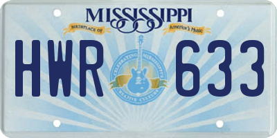 MS license plate HWR633