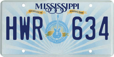 MS license plate HWR634