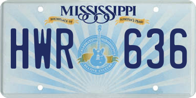 MS license plate HWR636