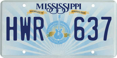 MS license plate HWR637