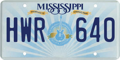 MS license plate HWR640