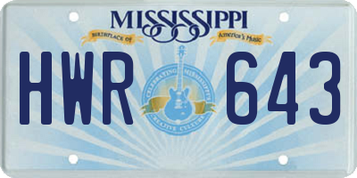 MS license plate HWR643