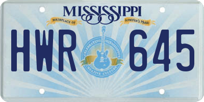 MS license plate HWR645