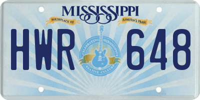 MS license plate HWR648