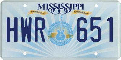 MS license plate HWR651