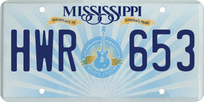 MS license plate HWR653