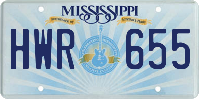 MS license plate HWR655