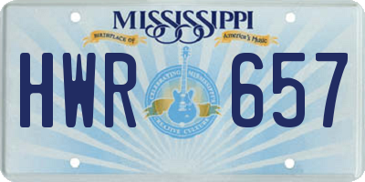 MS license plate HWR657