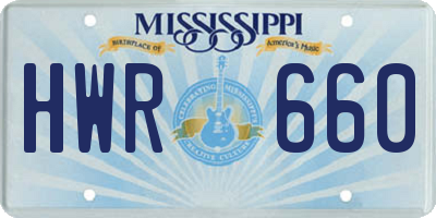 MS license plate HWR660