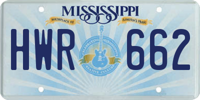 MS license plate HWR662