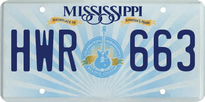MS license plate HWR663