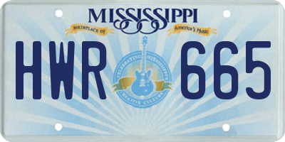 MS license plate HWR665