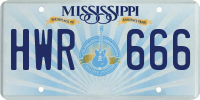 MS license plate HWR666