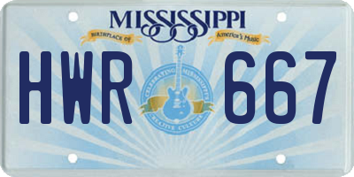 MS license plate HWR667