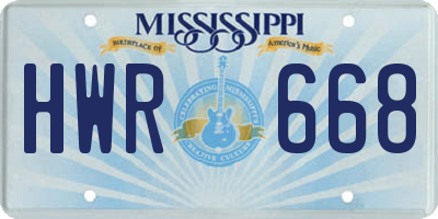 MS license plate HWR668