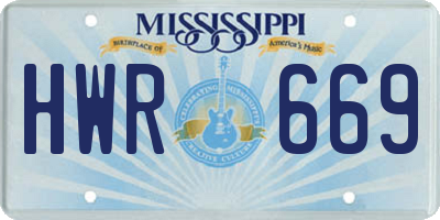 MS license plate HWR669