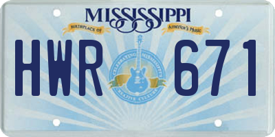 MS license plate HWR671