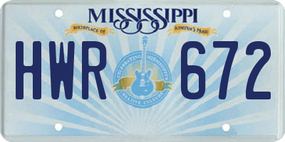 MS license plate HWR672
