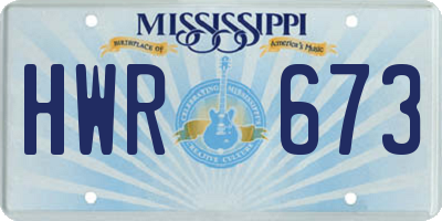 MS license plate HWR673