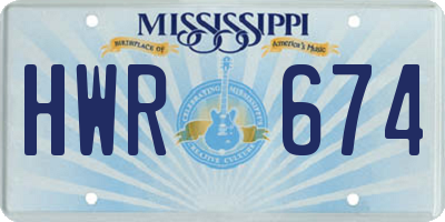 MS license plate HWR674