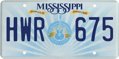 MS license plate HWR675