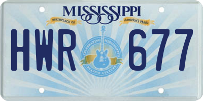 MS license plate HWR677