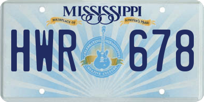 MS license plate HWR678