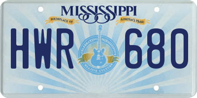 MS license plate HWR680