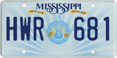 MS license plate HWR681