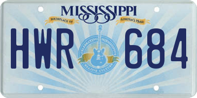 MS license plate HWR684