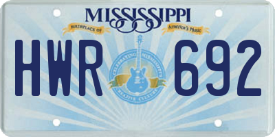 MS license plate HWR692