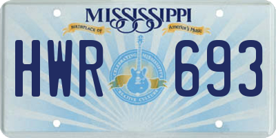 MS license plate HWR693