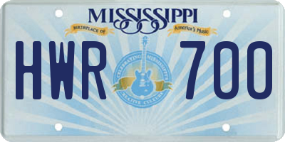 MS license plate HWR700