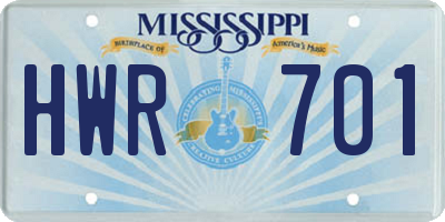 MS license plate HWR701
