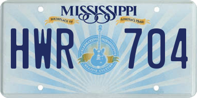 MS license plate HWR704