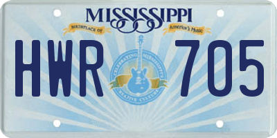 MS license plate HWR705