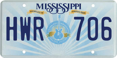 MS license plate HWR706