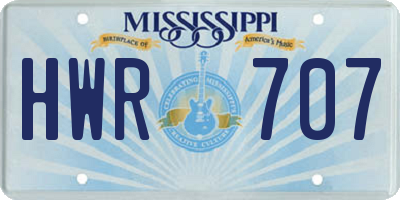 MS license plate HWR707