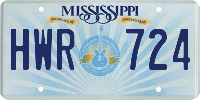 MS license plate HWR724