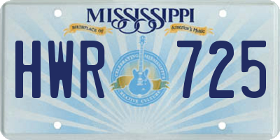 MS license plate HWR725