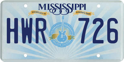 MS license plate HWR726