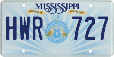 MS license plate HWR727